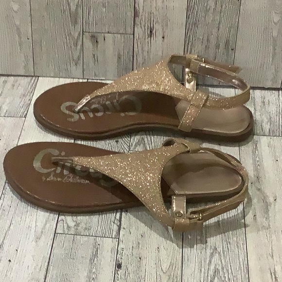 Circus by Sam Edelman girls Clarissa Mae sparkling gold summer sandals size 3 - Picture 2 of 6